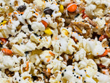 Fall Crunch Chocolate Popcorn with Reeses Pieces and Pretzels