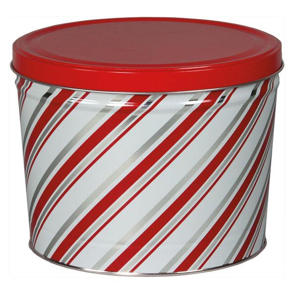 Christmas Popcorn Tin Candy Stripes 2 Gallon Pick Your Flavor