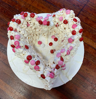 Valentines Day Popcorn Cake w M&M's and White Chocolate